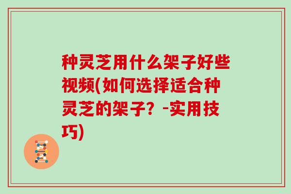 种灵芝用什么架子好些视频(如何选择适合种灵芝的架子？-实用技巧)