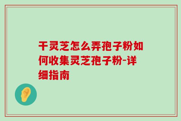 干灵芝怎么弄孢子粉如何收集灵芝孢子粉-详细指南