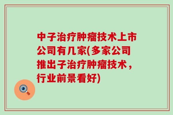 中子技术上市公司有几家(多家公司推出子技术，行业前景看好)