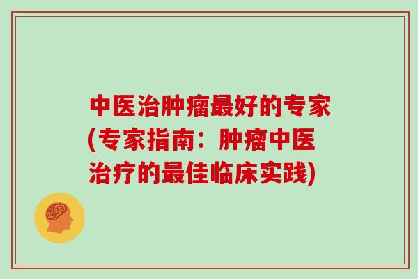 中医好的专家(专家指南：中医的佳临床实践)