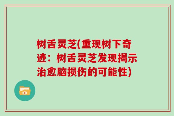 树舌灵芝(重现树下奇迹：树舌灵芝发现揭示愈脑损伤的可能性)