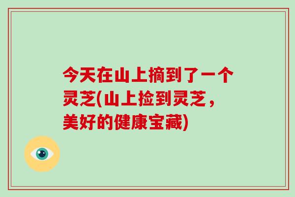 今天在山上摘到了一个灵芝(山上捡到灵芝，美好的健康宝藏)