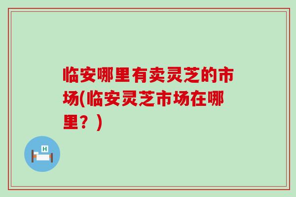 临安哪里有卖灵芝的市场(临安灵芝市场在哪里？)