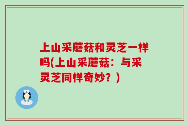 上山采蘑菇和灵芝一样吗(上山采蘑菇：与采灵芝同样奇妙？)