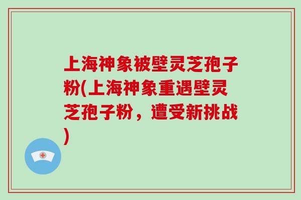 上海神象被壁灵芝孢子粉(上海神象重遇壁灵芝孢子粉，遭受新挑战)