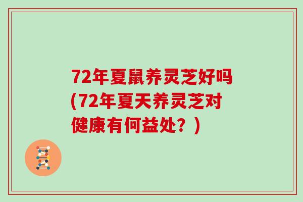 72年夏鼠养灵芝好吗(72年夏天养灵芝对健康有何益处？)