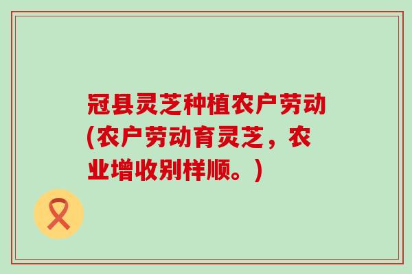 冠县灵芝种植农户劳动(农户劳动育灵芝，农业增收别样顺。)