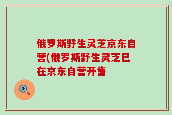 俄罗斯野生灵芝京东自营(俄罗斯野生灵芝已在京东自营开售