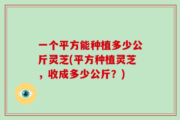 一个平方能种植多少公斤灵芝(平方种植灵芝，收成多少公斤？)