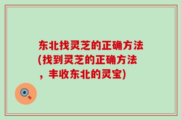 东北找灵芝的正确方法(找到灵芝的正确方法，丰收东北的灵宝)