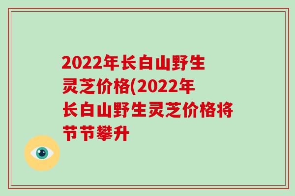 2022年长白山野生灵芝价格(2022年长白山野生灵芝价格将节节攀升