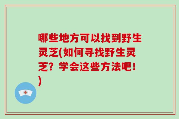 哪些地方可以找到野生灵芝(如何寻找野生灵芝？学会这些方法吧！)