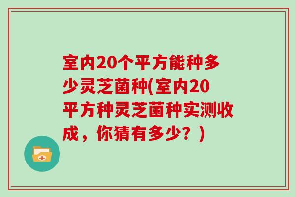 室内20个平方能种多少灵芝菌种(室内20平方种灵芝菌种实测收成，你猜有多少？)