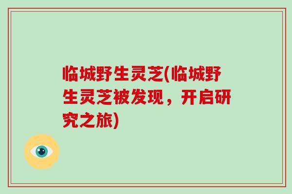 临城野生灵芝(临城野生灵芝被发现，开启研究之旅)