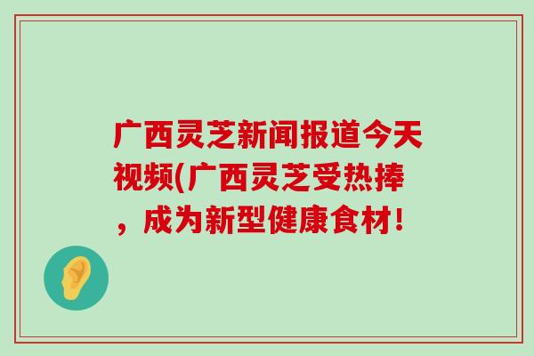 广西灵芝新闻报道今天视频(广西灵芝受热捧，成为新型健康食材！