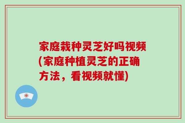 家庭栽种灵芝好吗视频(家庭种植灵芝的正确方法，看视频就懂)