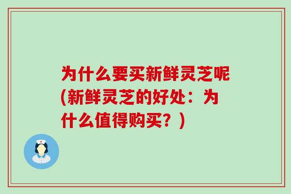 为什么要买新鲜灵芝呢(新鲜灵芝的好处：为什么值得购买？)