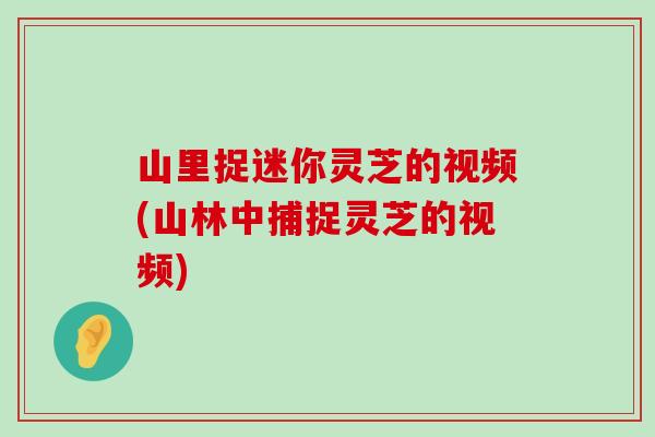 山里捉迷你灵芝的视频(山林中捕捉灵芝的视频)