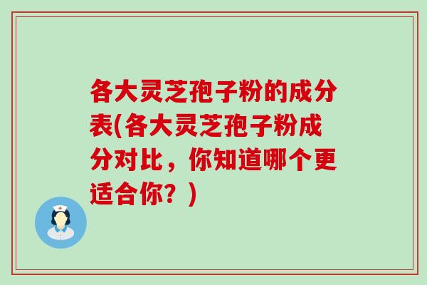 各大灵芝孢子粉的成分表(各大灵芝孢子粉成分对比，你知道哪个更适合你？)