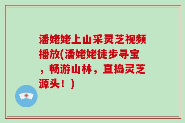 潘姥姥上山采灵芝视频播放(潘姥姥徒步寻宝，畅游山林，直捣灵芝源头！)