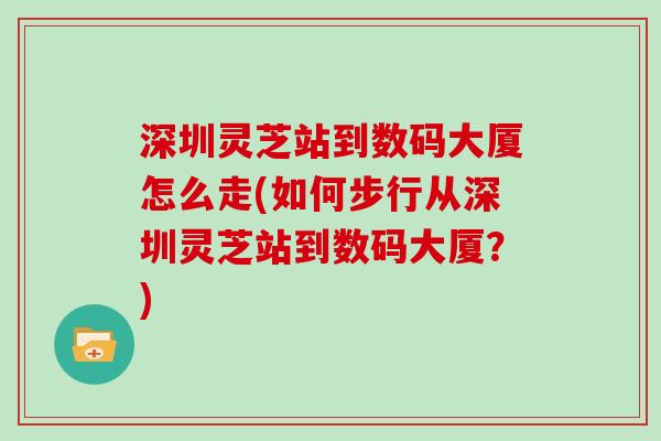 深圳灵芝站到数码大厦怎么走(如何步行从深圳灵芝站到数码大厦？)