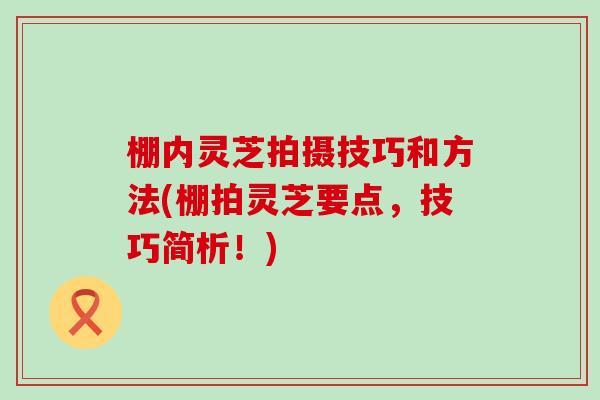 棚内灵芝拍摄技巧和方法(棚拍灵芝要点，技巧简析！)