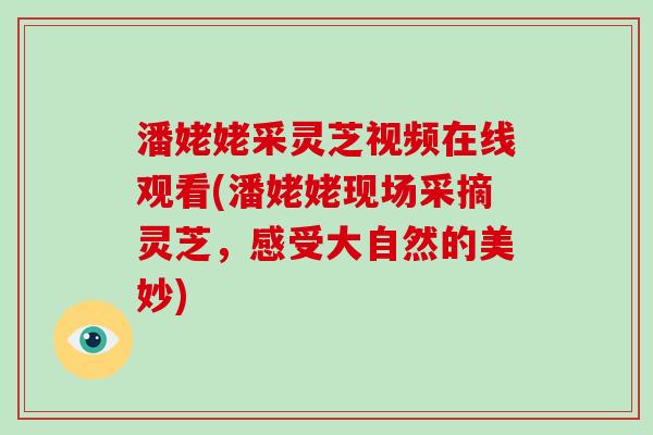 潘姥姥采灵芝视频在线观看(潘姥姥现场采摘灵芝，感受大自然的美妙)