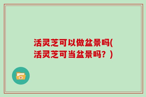 活灵芝可以做盆景吗(活灵芝可当盆景吗？)