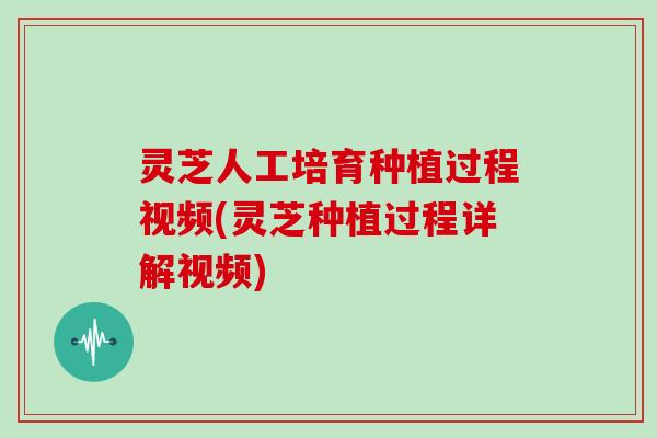 灵芝人工培育种植过程视频(灵芝种植过程详解视频)