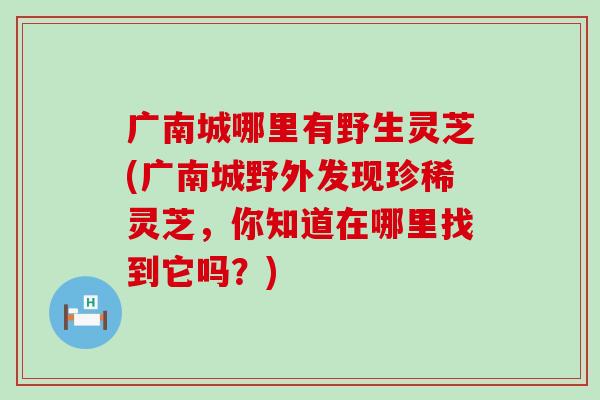 广南城哪里有野生灵芝(广南城野外发现珍稀灵芝，你知道在哪里找到它吗？)