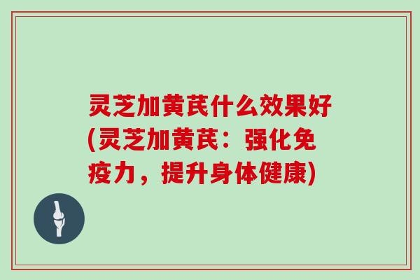 灵芝加黄芪什么效果好(灵芝加黄芪：强化免疫力，提升身体健康)