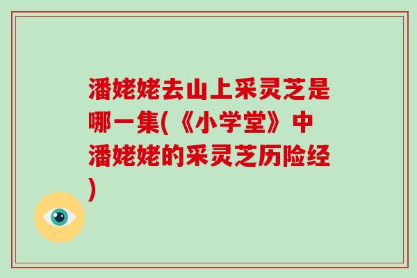 潘姥姥去山上采灵芝是哪一集(《小学堂》中潘姥姥的采灵芝历险经)