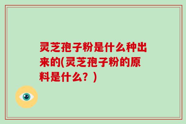 灵芝孢子粉是什么种出来的(灵芝孢子粉的原料是什么？)