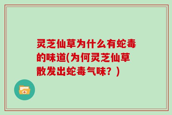 灵芝仙草为什么有蛇毒的味道(为何灵芝仙草散发出蛇毒气味？)