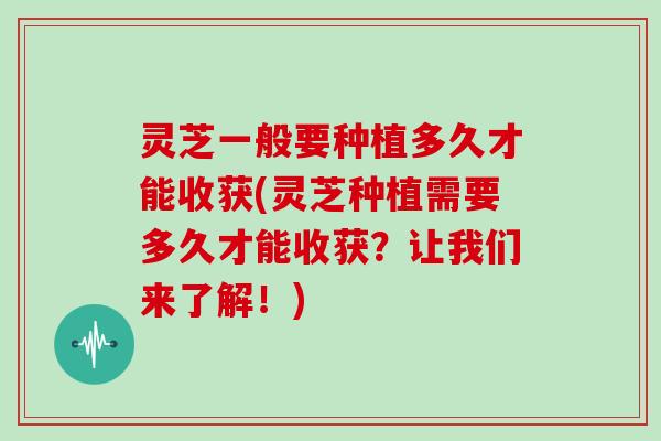 灵芝一般要种植多久才能收获(灵芝种植需要多久才能收获？让我们来了解！)