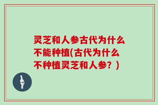 灵芝和人参古代为什么不能种植(古代为什么不种植灵芝和人参？)