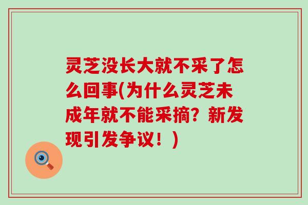 灵芝没长大就不采了怎么回事(为什么灵芝未成年就不能采摘？新发现引发争议！)