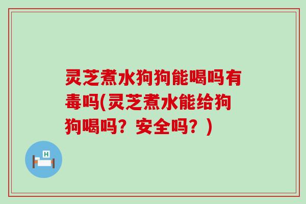 灵芝煮水狗狗能喝吗有毒吗(灵芝煮水能给狗狗喝吗？安全吗？)