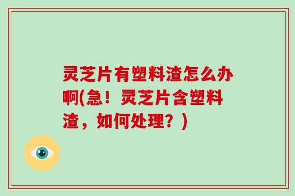 灵芝片有塑料渣怎么办啊(急！灵芝片含塑料渣，如何处理？)