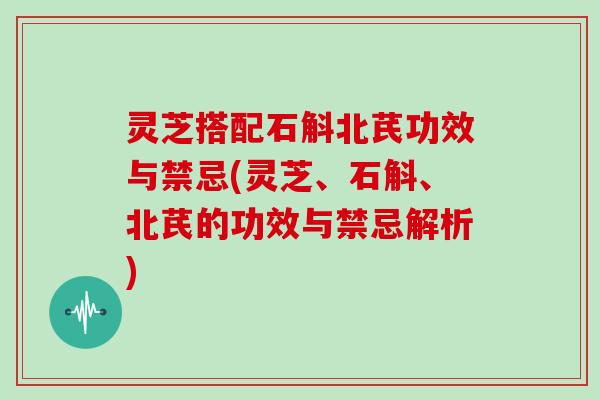 灵芝搭配石斛北芪功效与禁忌(灵芝、石斛、北芪的功效与禁忌解析)