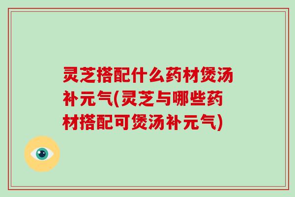 灵芝搭配什么药材煲汤补元气(灵芝与哪些药材搭配可煲汤补元气)