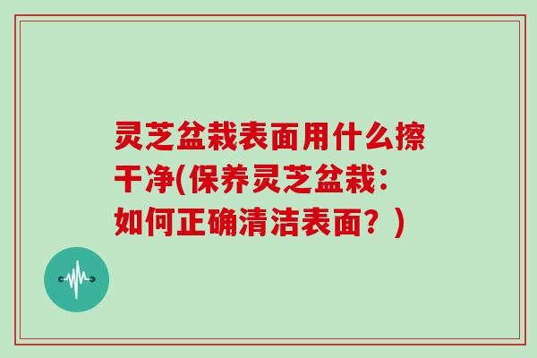 灵芝盆栽表面用什么擦干净(保养灵芝盆栽：如何正确清洁表面？)