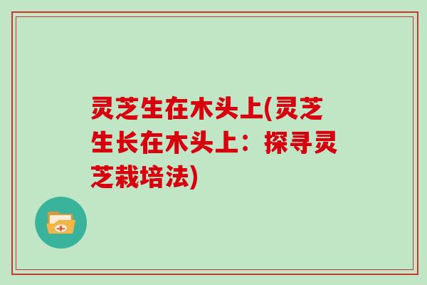 灵芝生在木头上(灵芝生长在木头上：探寻灵芝栽培法)