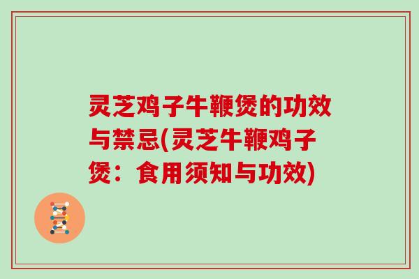 灵芝鸡子牛鞭煲的功效与禁忌(灵芝牛鞭鸡子煲：食用须知与功效)