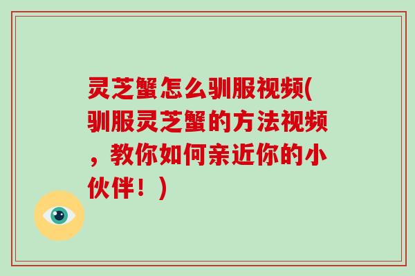 灵芝蟹怎么驯服视频(驯服灵芝蟹的方法视频，教你如何亲近你的小伙伴！)