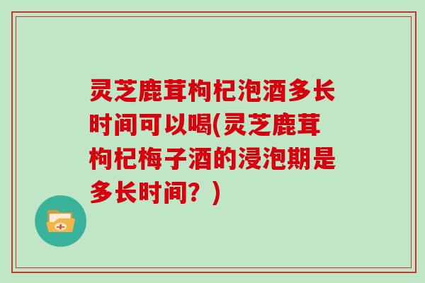 灵芝鹿茸枸杞泡酒多长时间可以喝(灵芝鹿茸枸杞梅子酒的浸泡期是多长时间？)