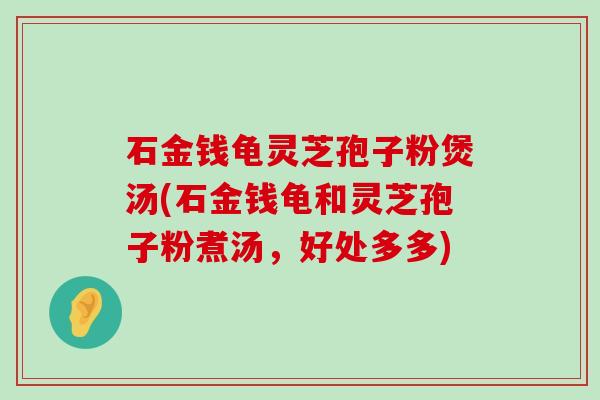 石金钱龟灵芝孢子粉煲汤(石金钱龟和灵芝孢子粉煮汤，好处多多)