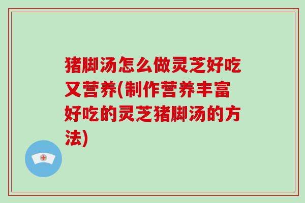 猪脚汤怎么做灵芝好吃又营养(制作营养丰富好吃的灵芝猪脚汤的方法)