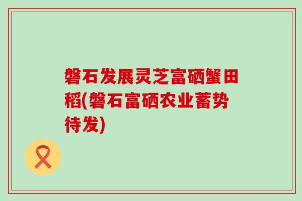 磐石发展灵芝富硒蟹田稻(磐石富硒农业蓄势待发)