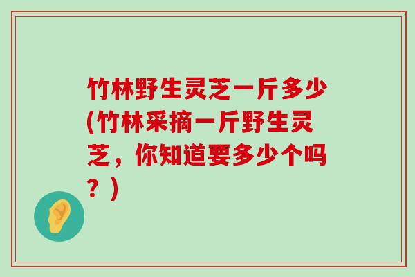 竹林野生灵芝一斤多少(竹林采摘一斤野生灵芝，你知道要多少个吗？)